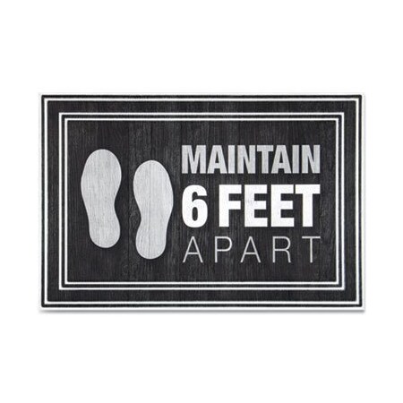 Apache Mills , MESSAGE FLOOR MATS, 24 X 36, CHARCOAL, inMAINTAIN 6 FEET APARTin 3984528772X3